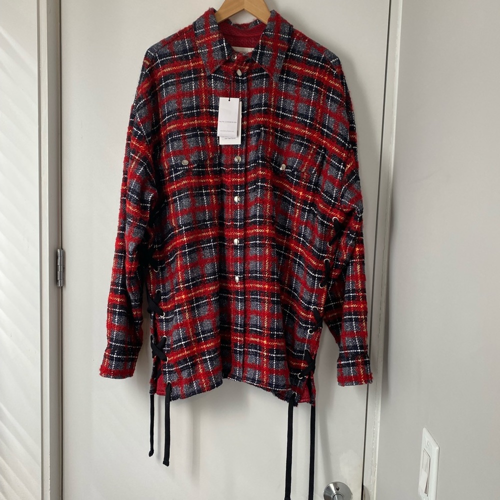 FAITH CONNEXION LACED TWEED OVERSHIRT (Medium)